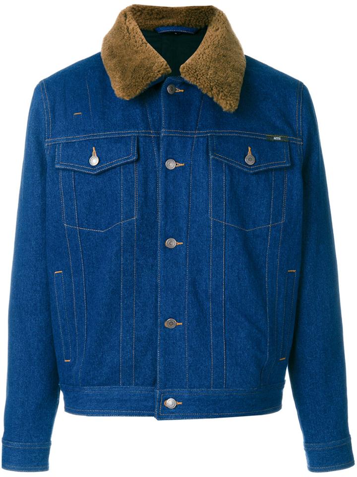 Ami Alexandre Mattiussi Denim Jacket With Shearling Collar - Blue