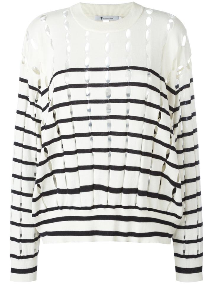 Alexander Wang Cut-out Striped Jumper - White