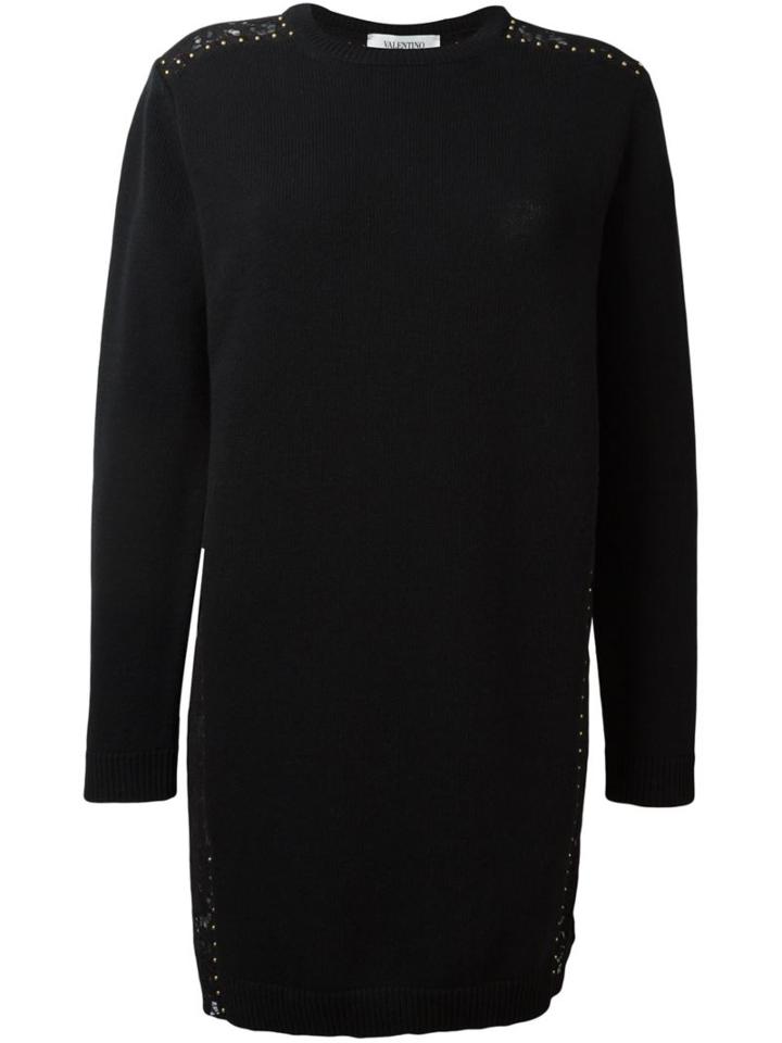 Valentino Oversized Sweater Dress, Women's, Size: Large, Black, Cotton/polyamide/viscose/wool