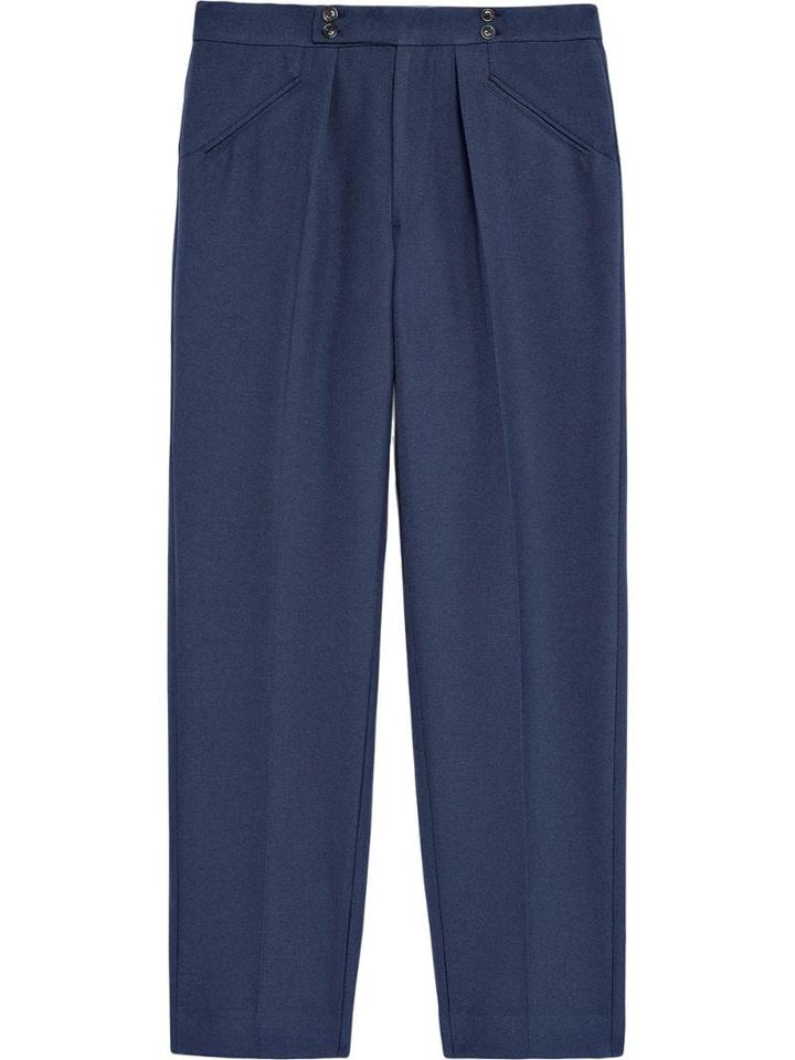 Mackintosh 0003 Navy Virgin Wool Blend 0003 Tailored Trousers - Blue