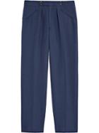 Mackintosh 0003 Navy Virgin Wool Blend 0003 Tailored Trousers - Blue