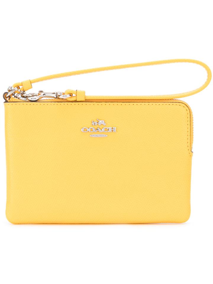 Coach - Small Wristlet Purse - Women - Leather - One Size, Yellow/orange, Leather