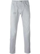 Dondup Distressed Slim Jeans, Men's, Size: 32, Grey, Cotton/spandex/elastane