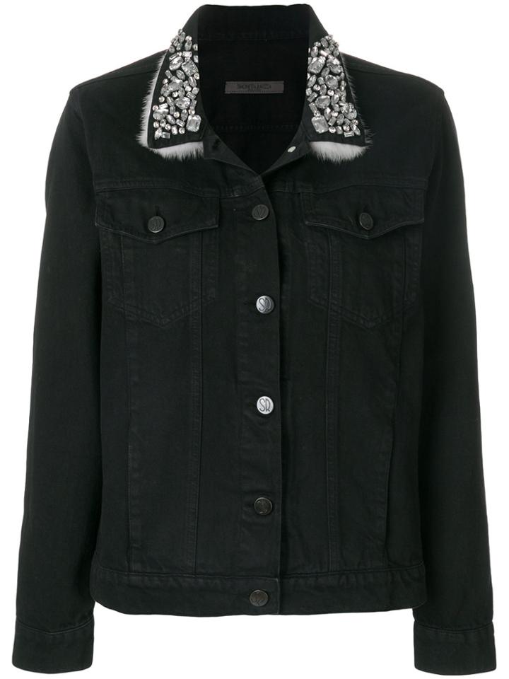 Simonetta Ravizza Crystal Embellished Denim Jacket - Black