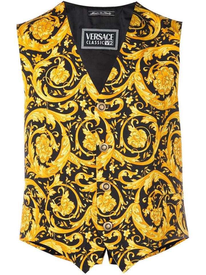Versace Vintage Baroque Print Waistcoat