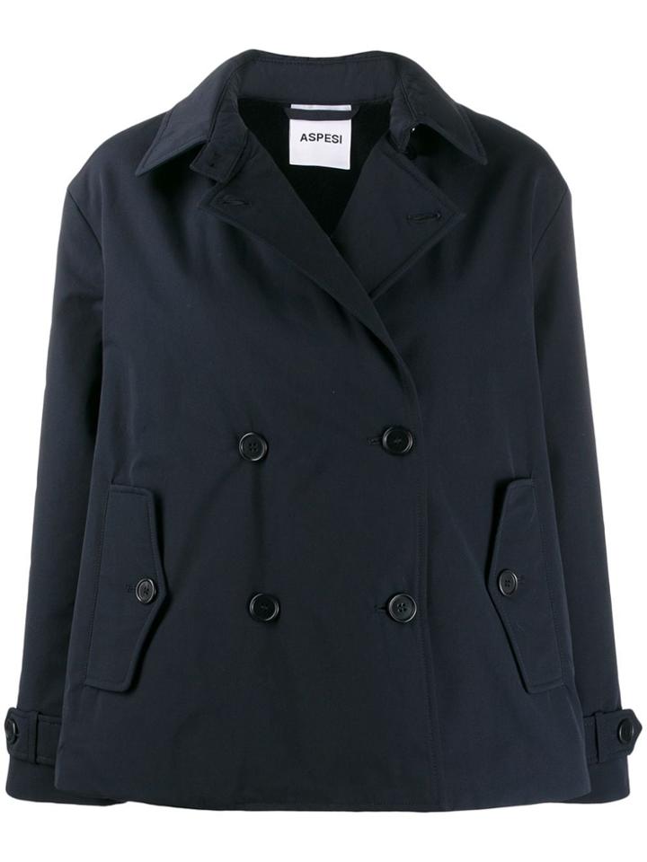 Aspesi Mousse Double-breasted Coat - Blue