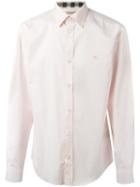 Burberry Check Detail Stretch Cotton Poplin Shirt - Pink