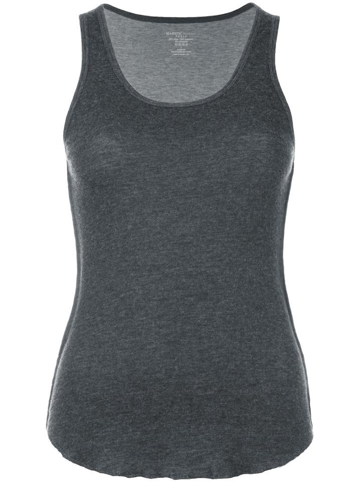 Majestic Filatures Exposed Seam Knitted Tank Top, Women's, Size: 1, Grey, Cotton/polyamide/cashmere