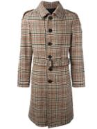 Burberry Checked Mid-length Coat, Men's, Size: 46, Brown, Cupro/wool