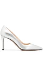 Prada Textured Patent Leather Pumps - Silver