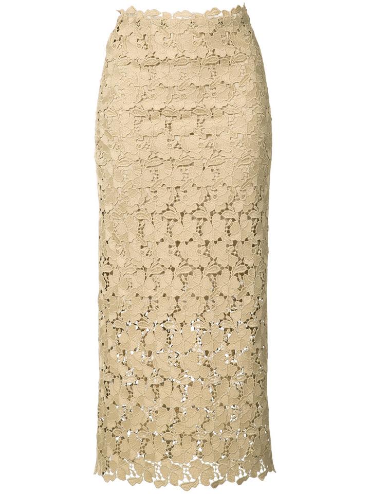 Robert Rodriguez - Mid-length Lace Skirt - Women - Polyester - 4, Nude/neutrals, Polyester