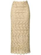 Robert Rodriguez - Mid-length Lace Skirt - Women - Polyester - 4, Nude/neutrals, Polyester