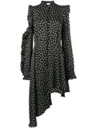 Magda Butrym Floral Print Ruffle Asymmetric Dress, Women's, Size: 38, Black, Silk