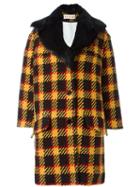 Marni Checked Single Breasted Coat, Women's, Size: 36, Black, Cotton/viscose/beaver Fur