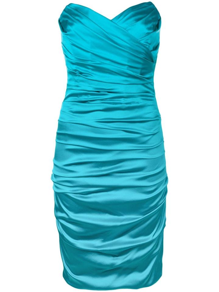 Dolce & Gabbana Vintage Strapless Draped Dress - Blue