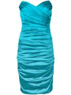 Dolce & Gabbana Vintage Strapless Draped Dress - Blue