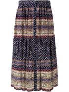 Sea (blue) - Patterned Pleated Skirt - Women - Silk - 4, Silk