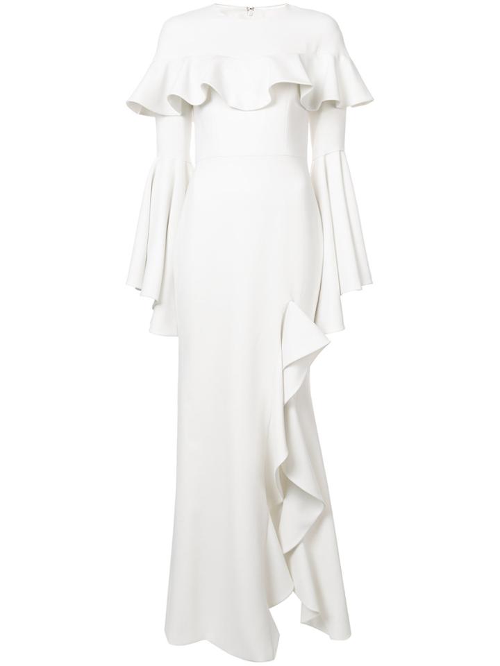 Christian Siriano Ruffled Off Shoulder Gown - White