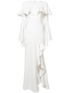 Christian Siriano Ruffled Off Shoulder Gown - White
