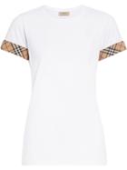 Burberry Check Detail Stretch Cotton T-shirt - White