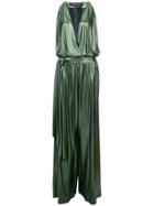 Alexandre Vauthier Metallic Plunge Neck Gown - Green