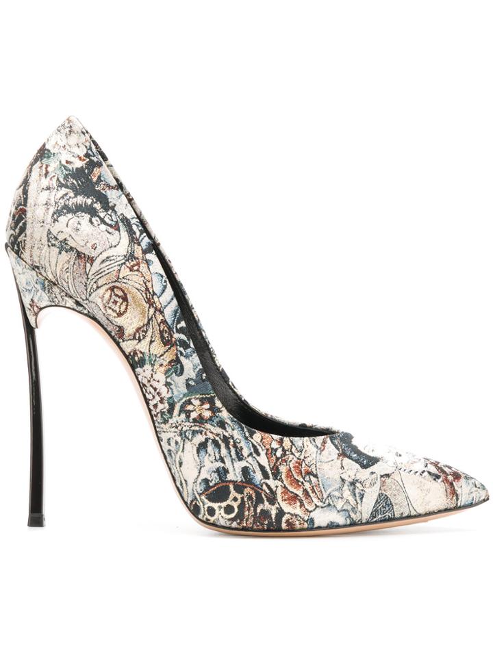 Casadei Pointed Jacquard Pumps - Nude & Neutrals