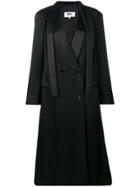 Mm6 Maison Margiela Striped Double-breasted Coat - Black