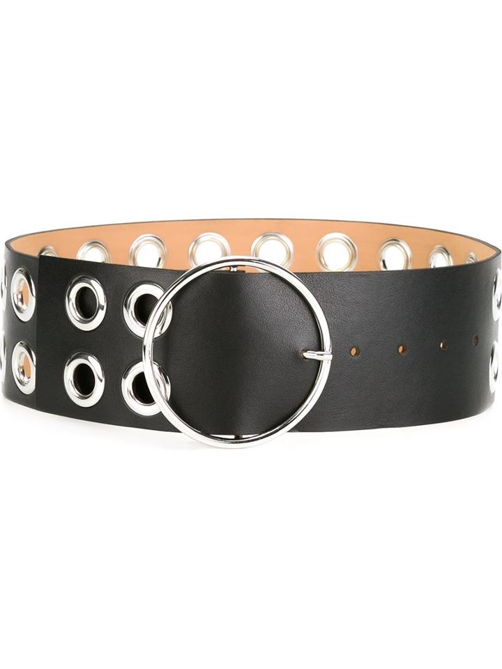 Mcq Alexander Mcqueen Eyelet Embellished Wide Belt, Women's, Size: Small, Black, Leather/metal (other)