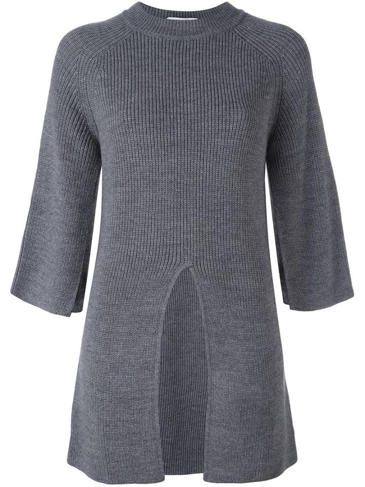 Federica Tosi Front Slit Jumper, Women's, Size: Small, Grey, Virgin Wool/acrylic