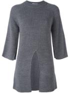 Federica Tosi Front Slit Jumper, Women's, Size: Small, Grey, Virgin Wool/acrylic