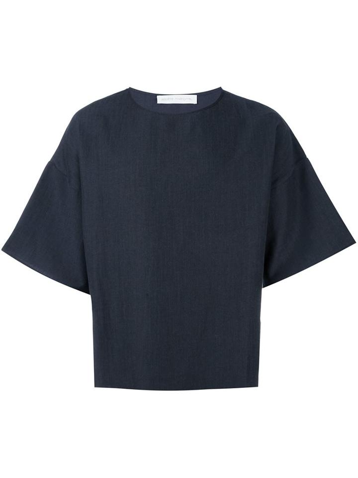 Société Anonyme Boxy T-shirt, Adult Unisex, Blue, Wool