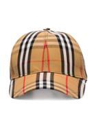 Burberry Yellow, Black And Red Vintage Check Baseball Cap - Neutrals