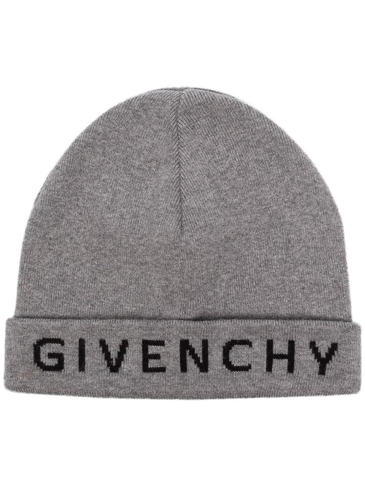Givenchy Logo Rim Beanie Hat - Grey