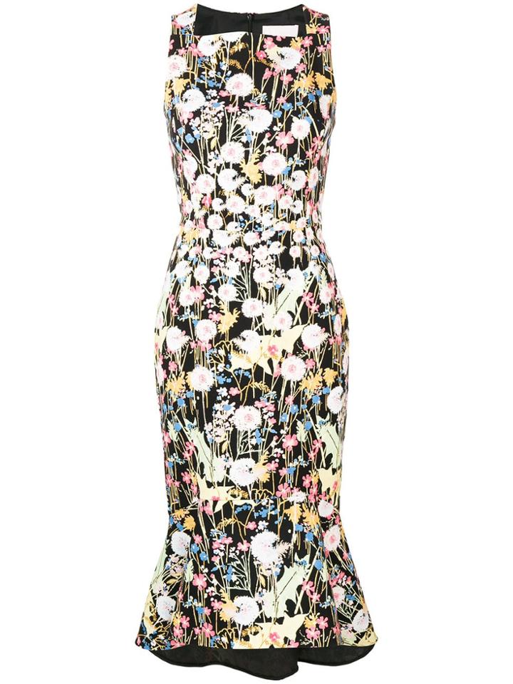 Peter Pilotto Floral Flared Midi Dress - Black