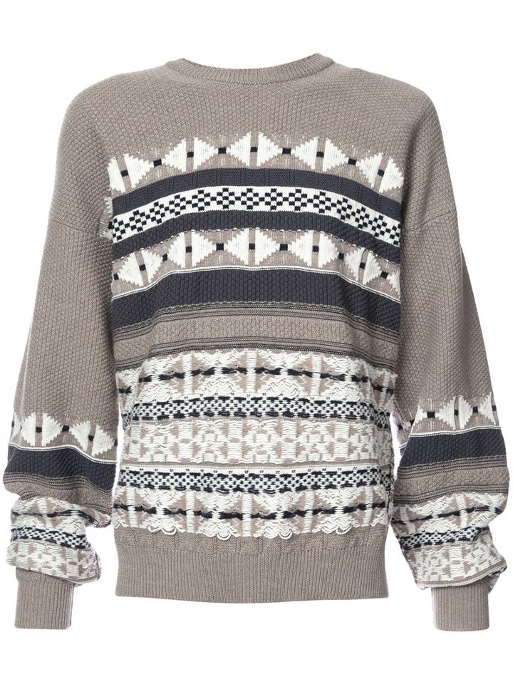 Maison Margiela - Geometric Knit Sweater - Men - Cotton/wool - M, Grey, Cotton/wool