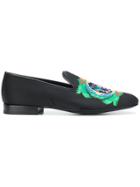 Versace Embroidered Logo Loafers - Black