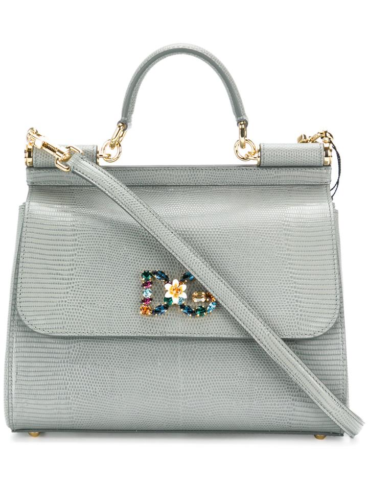 Dolce & Gabbana Jewelled Sicily Bag - Grey