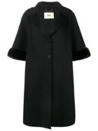 Fendi Cropped Sleeve Fur Cuff Coat - Black