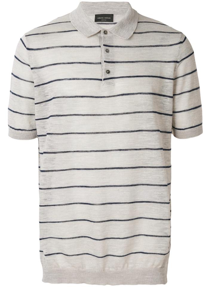 Roberto Collina Striped Polo Shirt - Grey