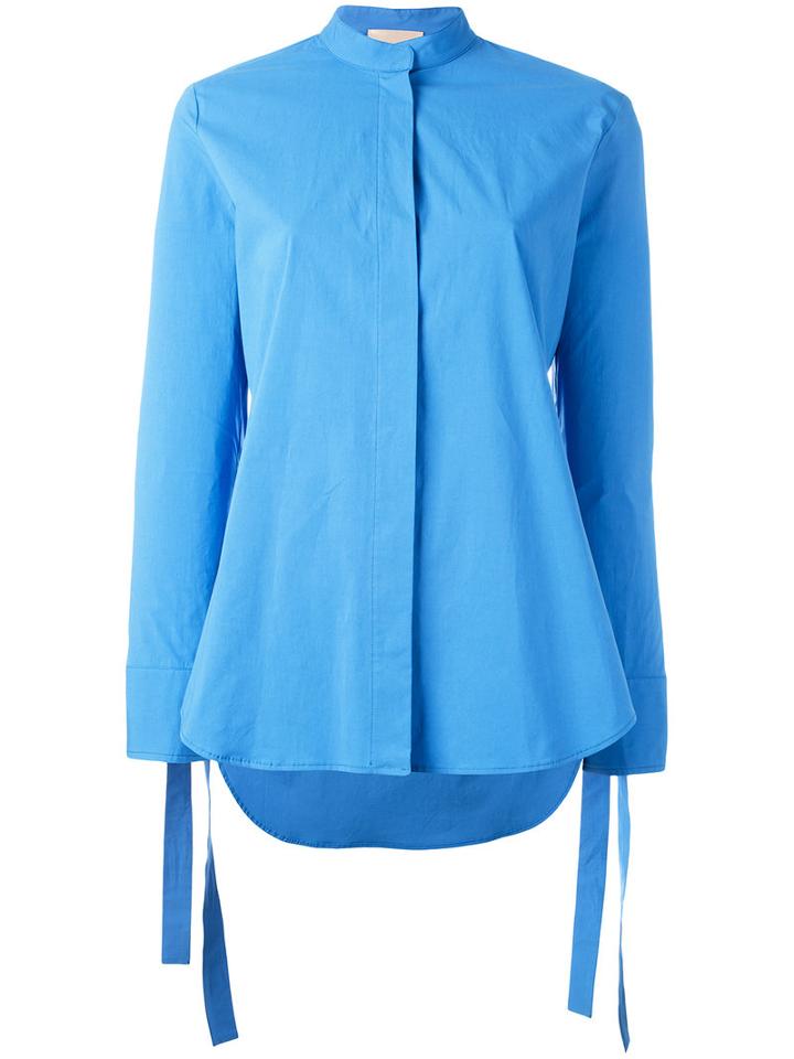 Strings Plain Shirt - Women - Cotton/spandex/elastane - 40, Blue, Cotton/spandex/elastane, Erika Cavallini