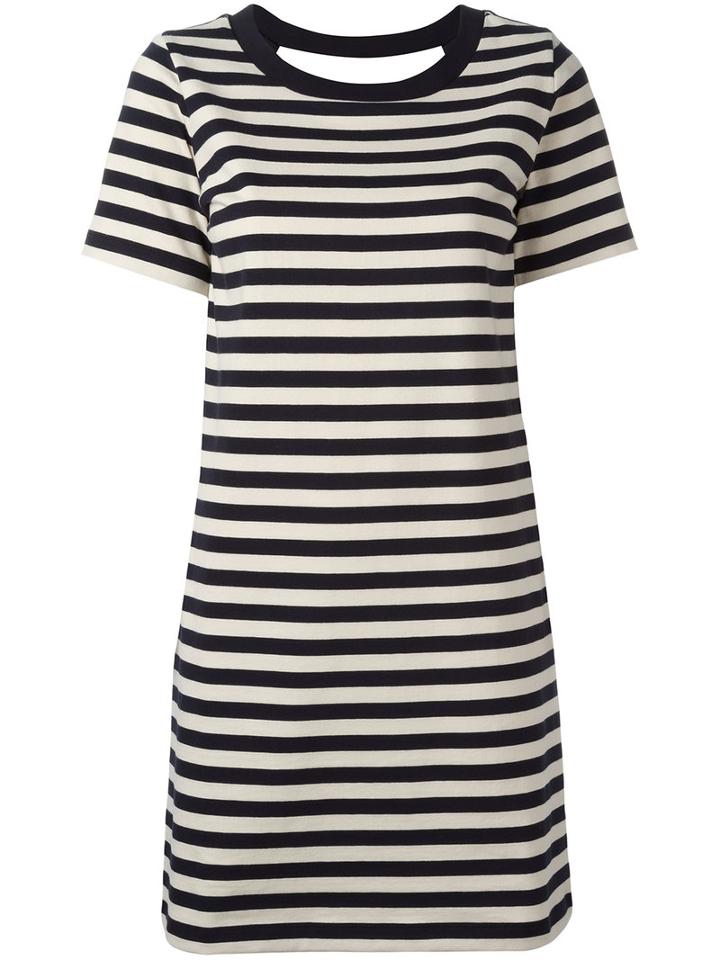 Moncler - Striped Open Back Dress - Women - Cotton/polyamide - Xs, Women's, Blue, Cotton/polyamide