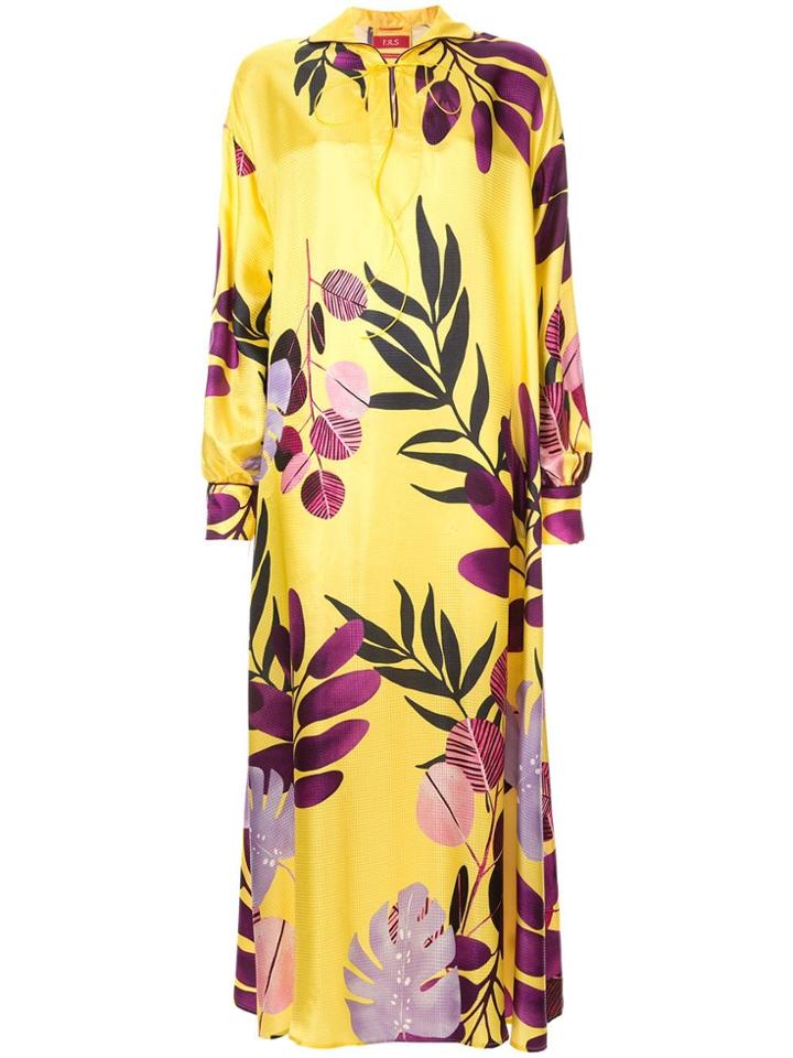 F.r.s For Restless Sleepers Floral Satin Shirt Dress - Yellow