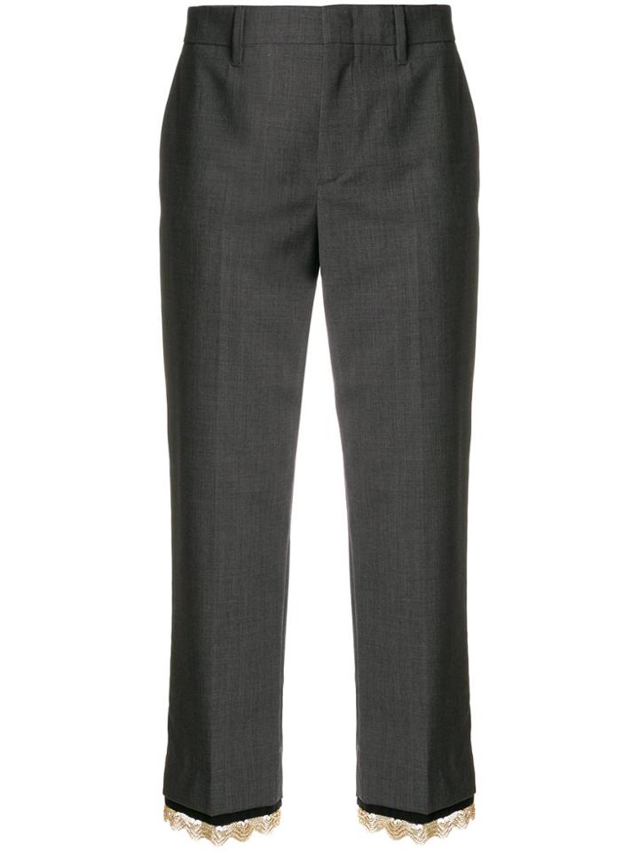 Prada Embellished Hems Trousers - Grey