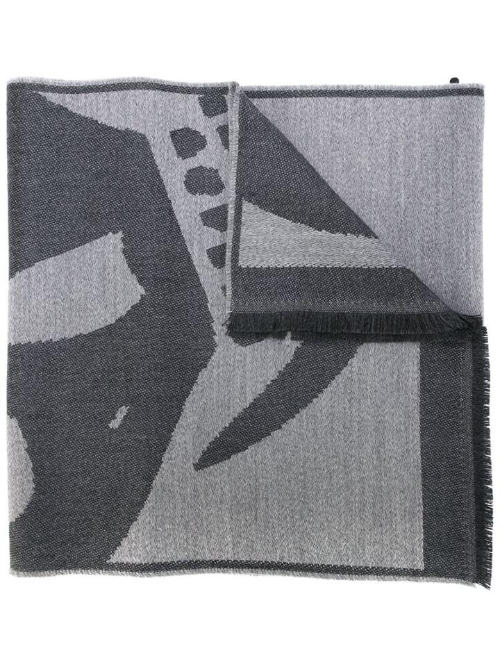Alexander Mcqueen - 'big Skull' Knit Scarf - Men - Wool - One Size, Grey, Wool