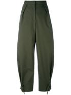 Kenzo Cropped Wide-leg Trousers - Green