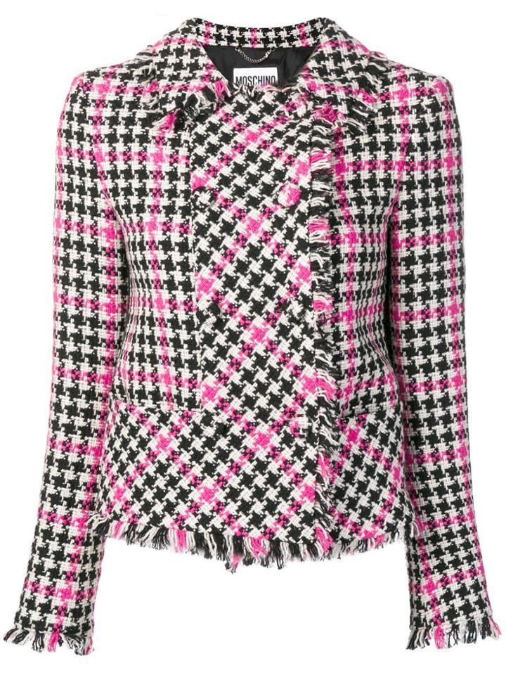 Moschino Houndstooth Tweed Jacket - Pink & Purple