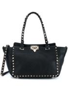 Valentino Rockstud Trapeze Tote, Women's, Black, Leather/suede/metal