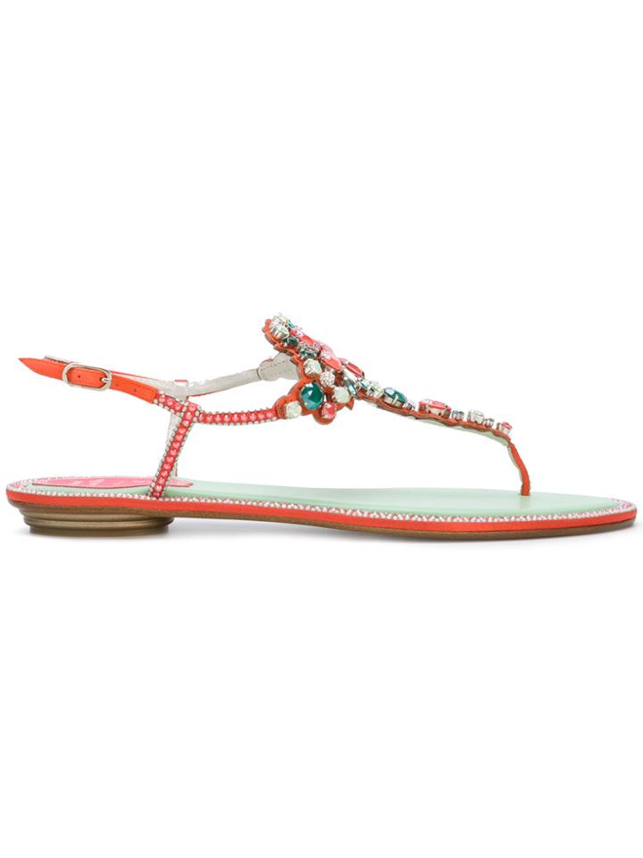René Caovilla Embellished Open-toe Sandals - Red