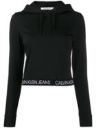 Calvin Klein Jeans Branded Cropped Hoodie - Black