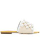 Emilio Pucci Faux Pearl-embellished Slides - White